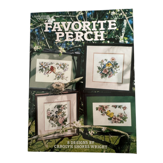 Leisure Arts Cross Stitch Pattern Booklet Favorite Perch Birds Cardinal Songbird