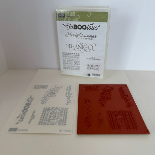Stampin Up Rubber Stamps Halloween Pun Christmas Blessings Fall Like Snowflakes