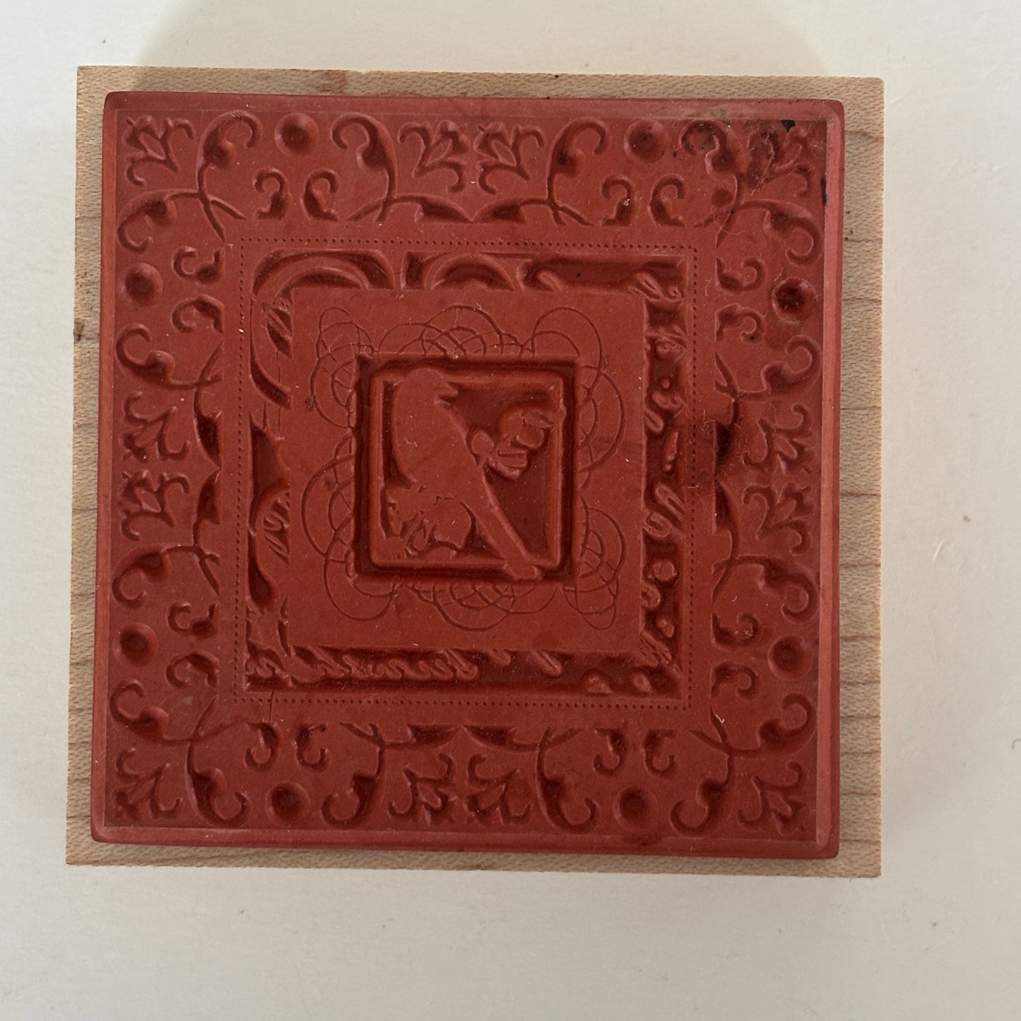 Inkadinkado Rubber Stamp Ornate Bird Framed Square Scroll Crafting Scrapbooking Cardmaking