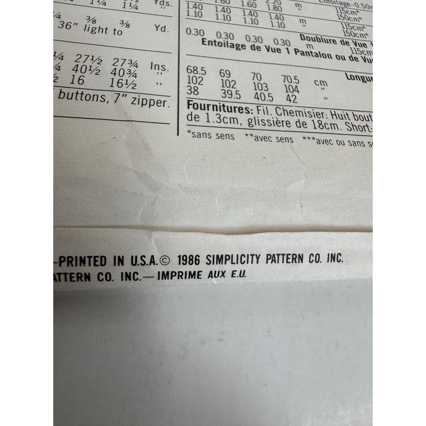 Simplicity Sewing Pattern 7310 Pants Shorts Front Button Shirt 1980s Size 12 UC