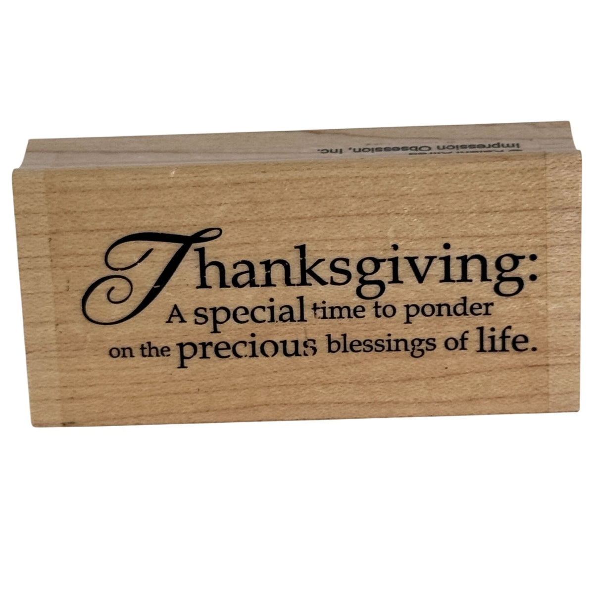 Impression Obsession Rubber Stamp Thanksgiving Quote Card Making Sentiment Words Wood Mounted Blessings