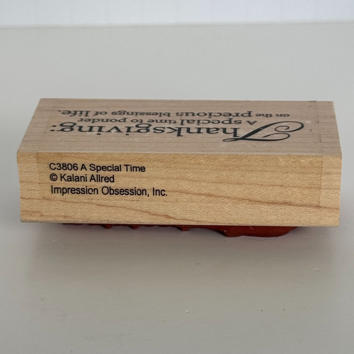 Impression Obsession Rubber Stamp Thanksgiving Quote Card Making Sentiment Words Wood Mounted Blessings