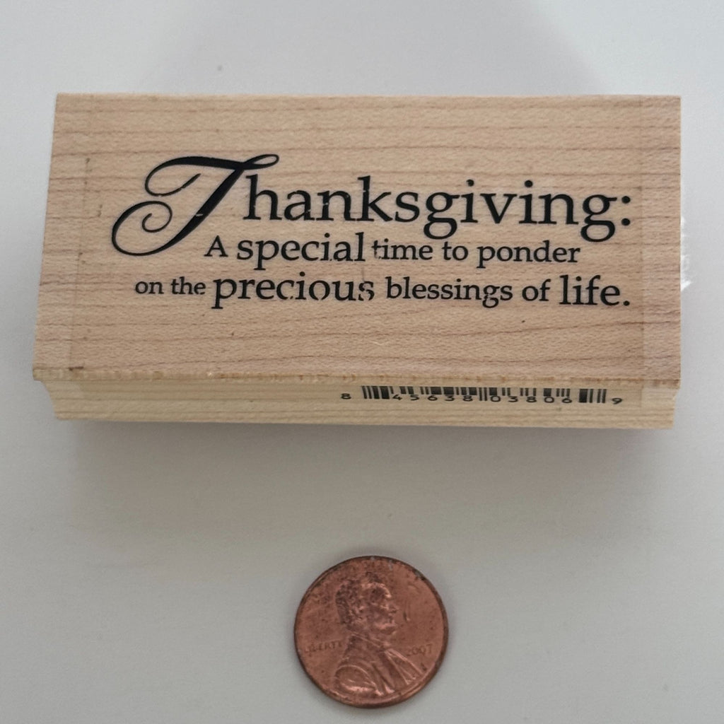 Impression Obsession Rubber Stamp Thanksgiving Quote Card Making Sentiment Words Wood Mounted Blessings