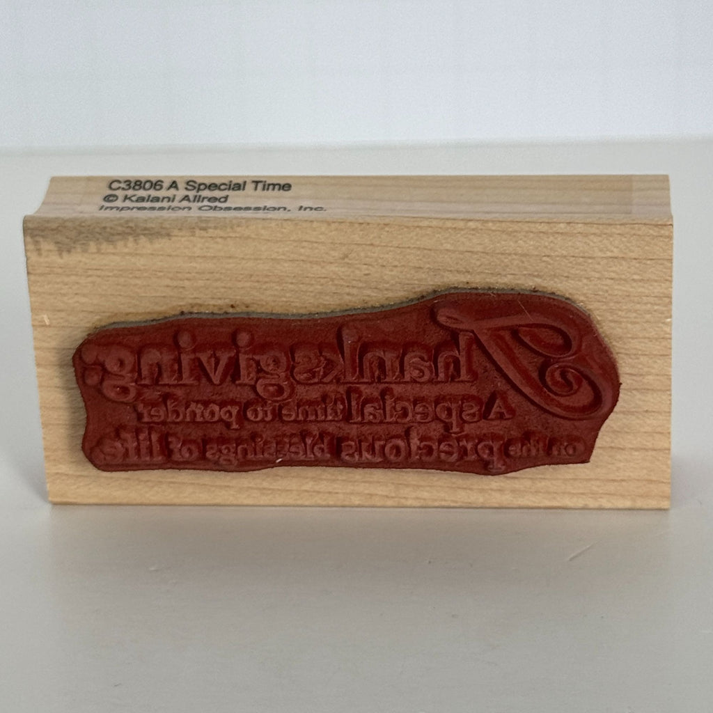 Impression Obsession Rubber Stamp Thanksgiving Quote Card Making Sentiment Words Wood Mounted Blessings