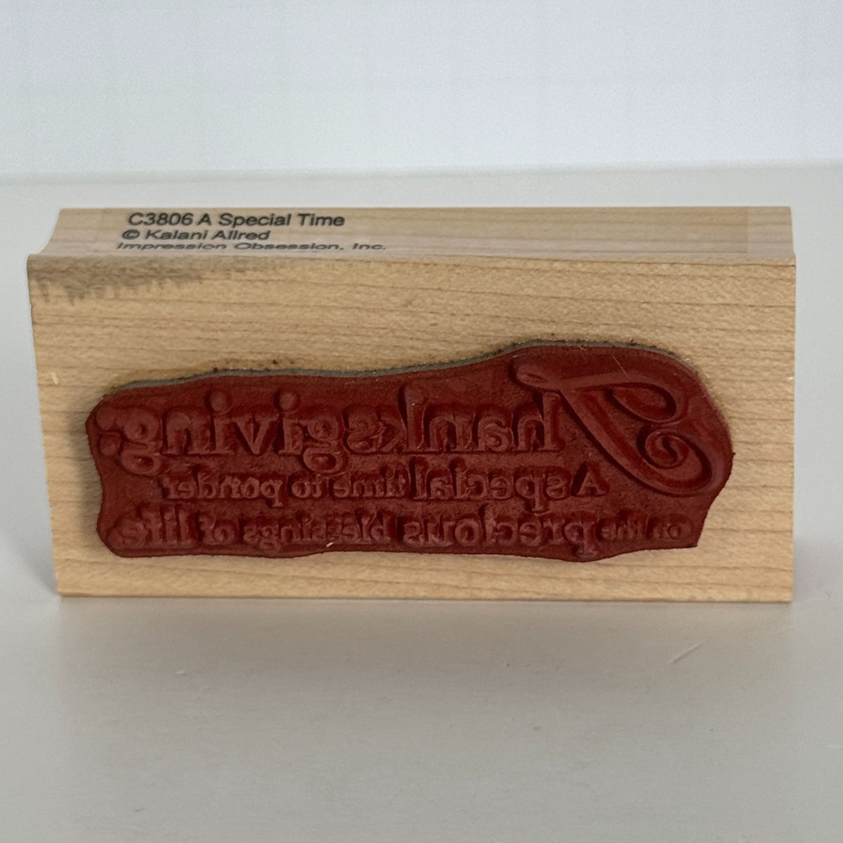 Impression Obsession Rubber Stamp Thanksgiving Quote Card Making Sentiment Words Wood Mounted Blessings