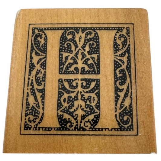 Anitas Rubber Stamp Decorative Letter H Initial Square Ornate Card Making Craft