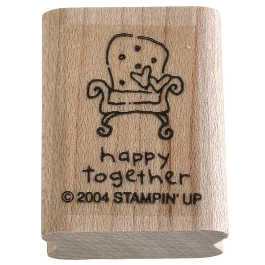 Stampin Up Rubber Stamp Happy Together Cozy Chair Hearts Love Small Craft Mini Furniture