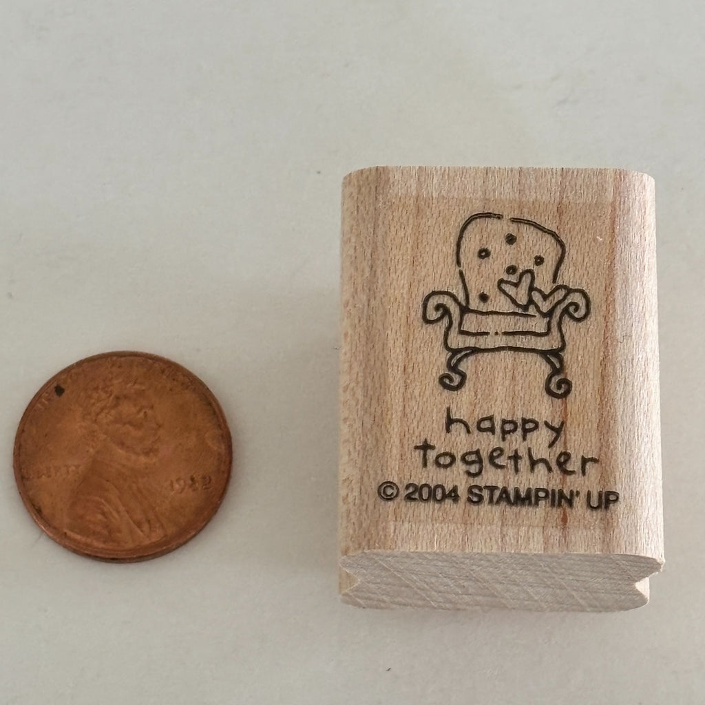 Stampin Up Rubber Stamp Happy Together Cozy Chair Hearts Love Small Craft Mini Furniture