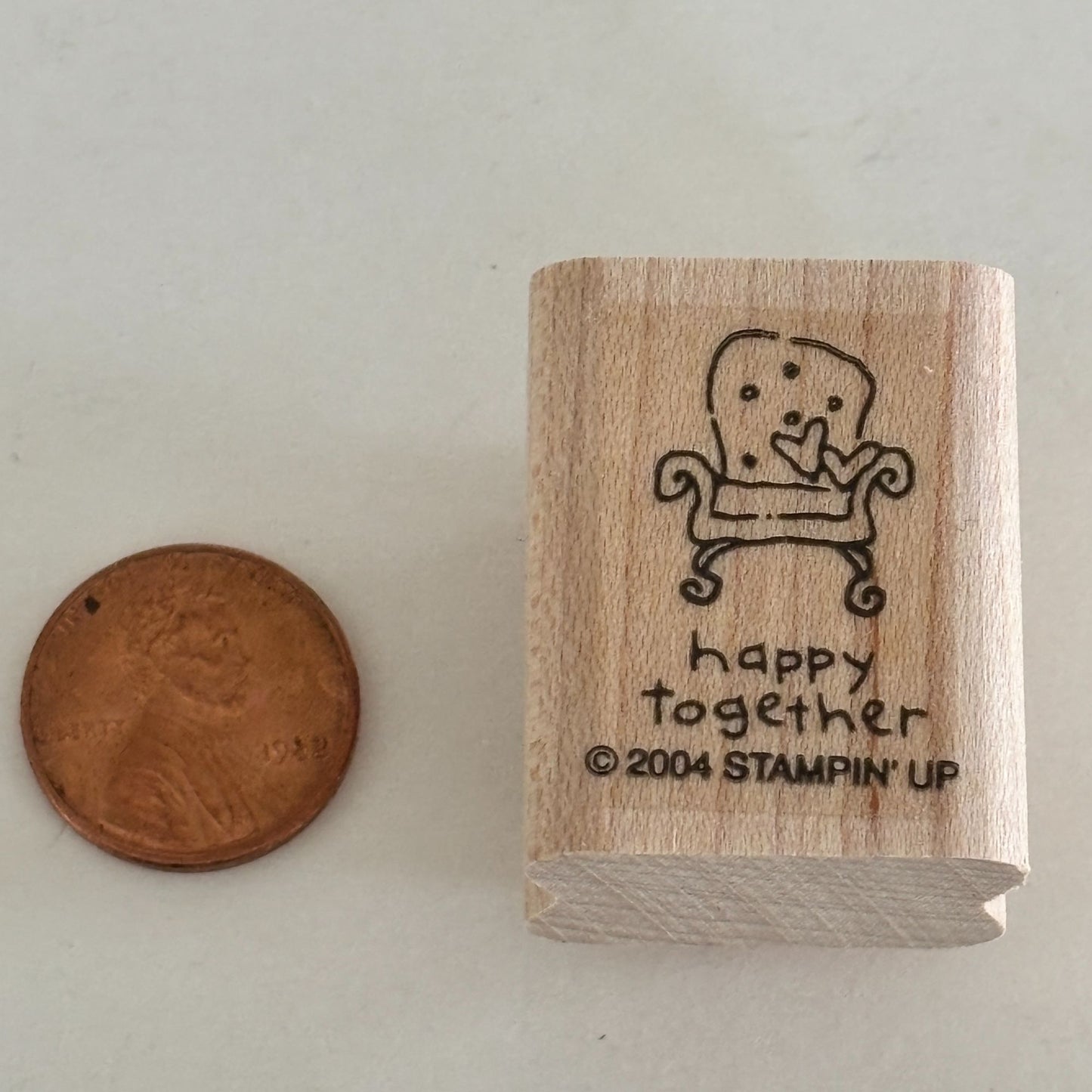 Stampin Up Rubber Stamp Happy Together Cozy Chair Hearts Love Small Craft Mini Furniture