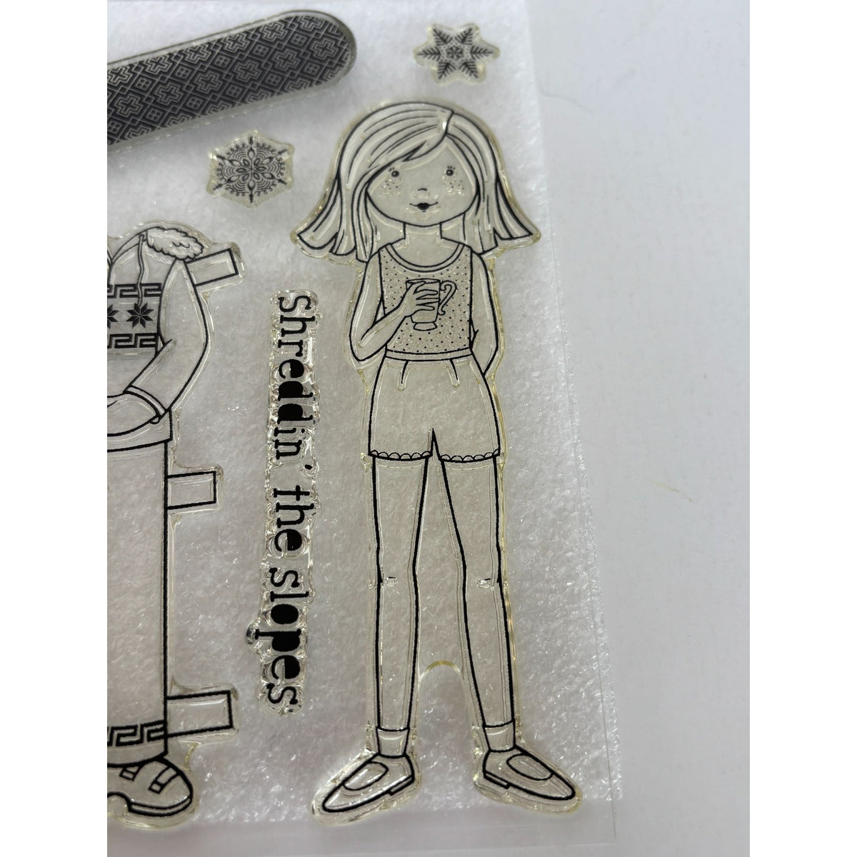 CTMH My Acrylix Acrylic Stamp Set Shredding the Slopes Winter Girl Snowboard Ski
