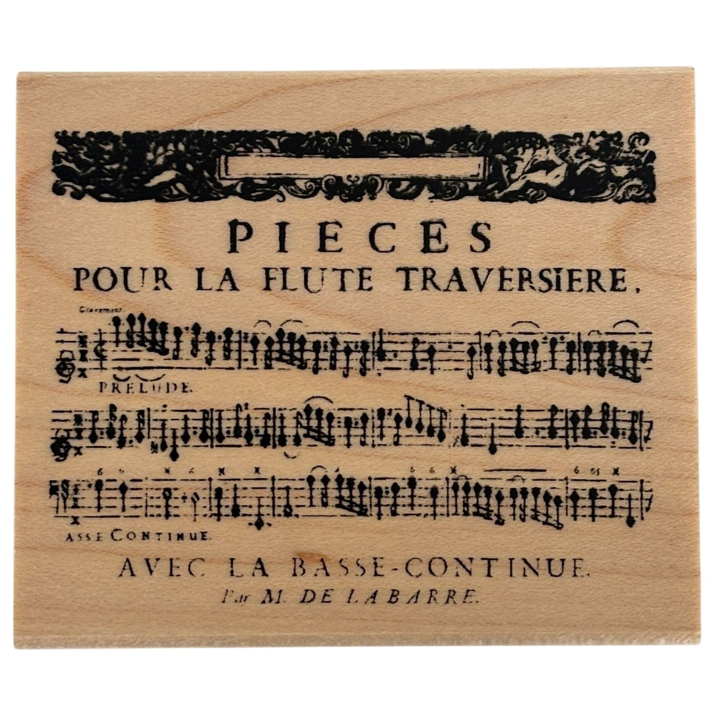 Club Stamp Rubber Stamp French Flute Sheet Music Background Cardmaking Musician Scrapbooking Junk Journaling