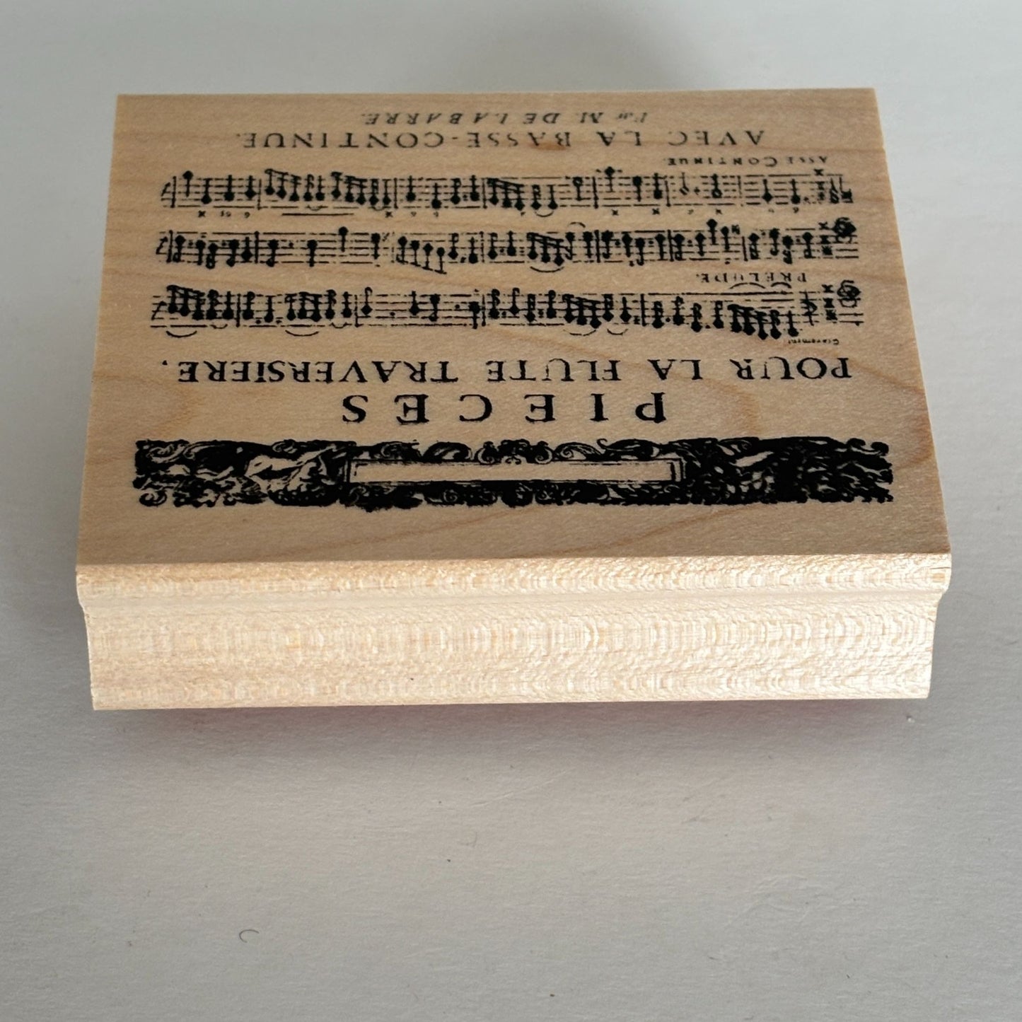 Club Stamp Rubber Stamp French Flute Sheet Music Background Cardmaking Musician Scrapbooking Junk Journaling