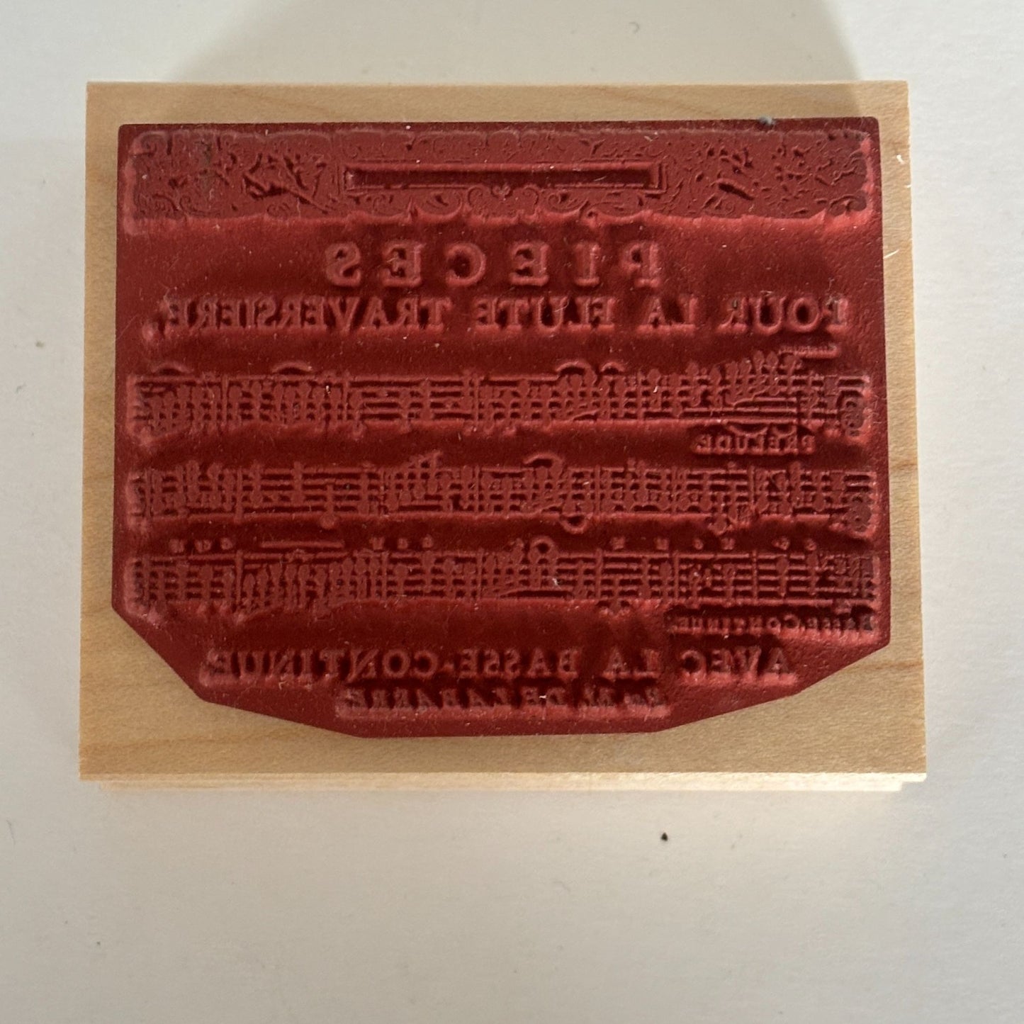 Club Stamp Rubber Stamp French Flute Sheet Music Background Cardmaking Musician Scrapbooking Junk Journaling