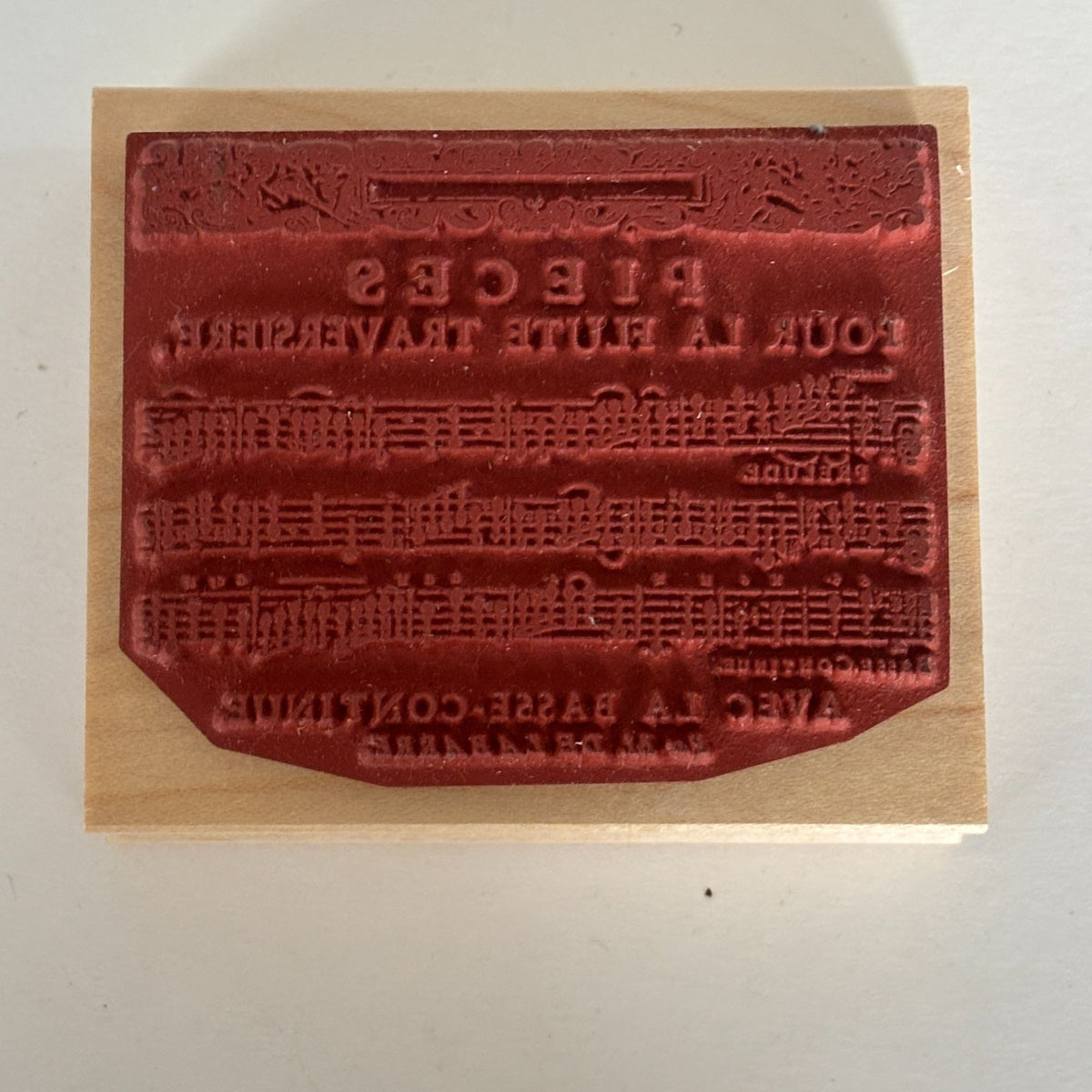 Club Stamp Rubber Stamp French Flute Sheet Music Background Cardmaking Musician Scrapbooking Junk Journaling