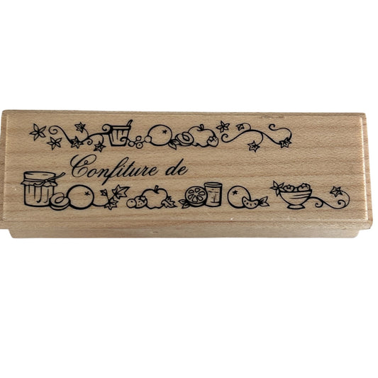Aladine Rubber Stamp Confiture de French Jam Jelly Canning Fruit Label Food Preserves Cardmaking
