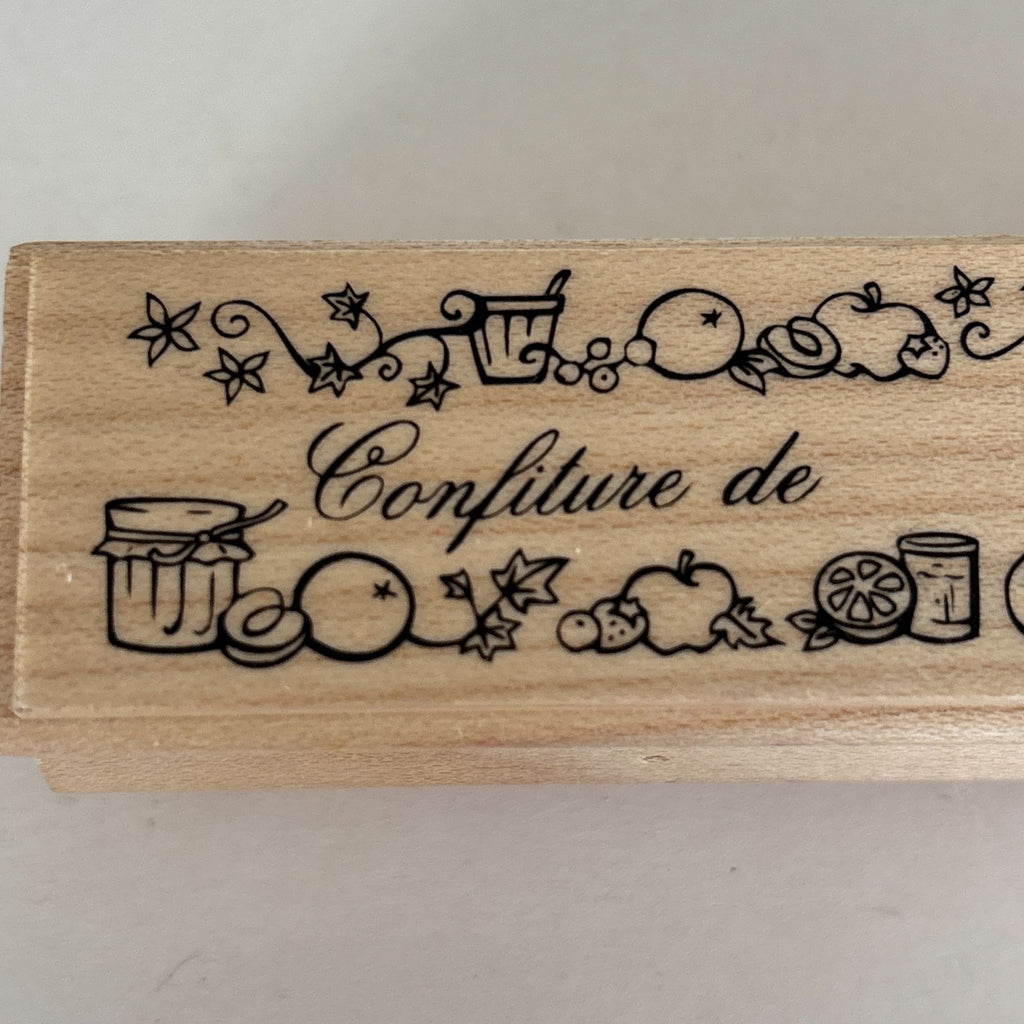 Aladine Rubber Stamp Confiture de French Jam Jelly Canning Fruit Label Food Preserves Cardmaking