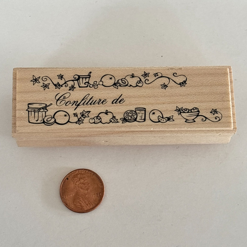 Aladine Rubber Stamp Confiture de French Jam Jelly Canning Fruit Label Food Preserves Cardmaking