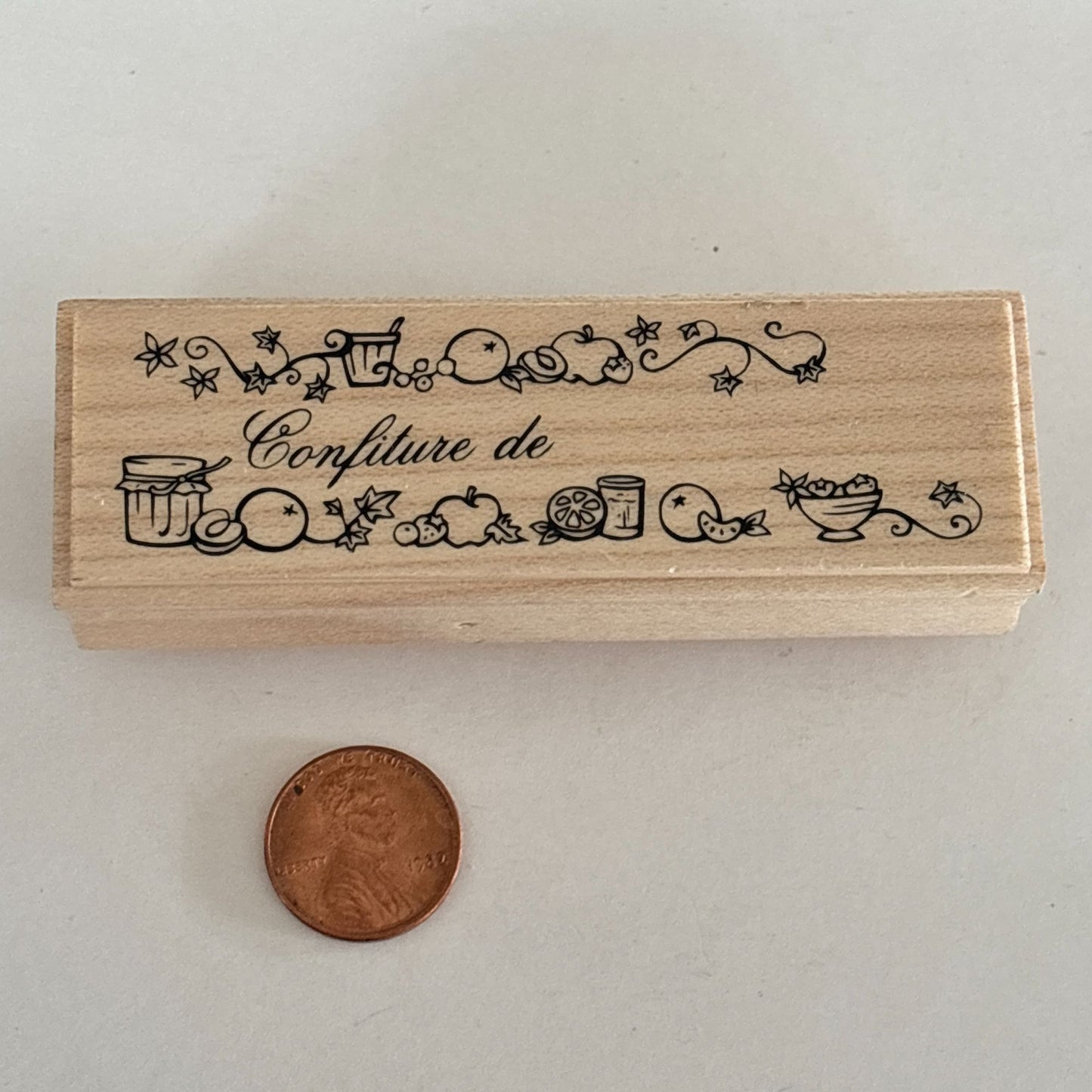 Aladine Rubber Stamp Confiture de French Jam Jelly Canning Fruit Label Food Preserves Cardmaking