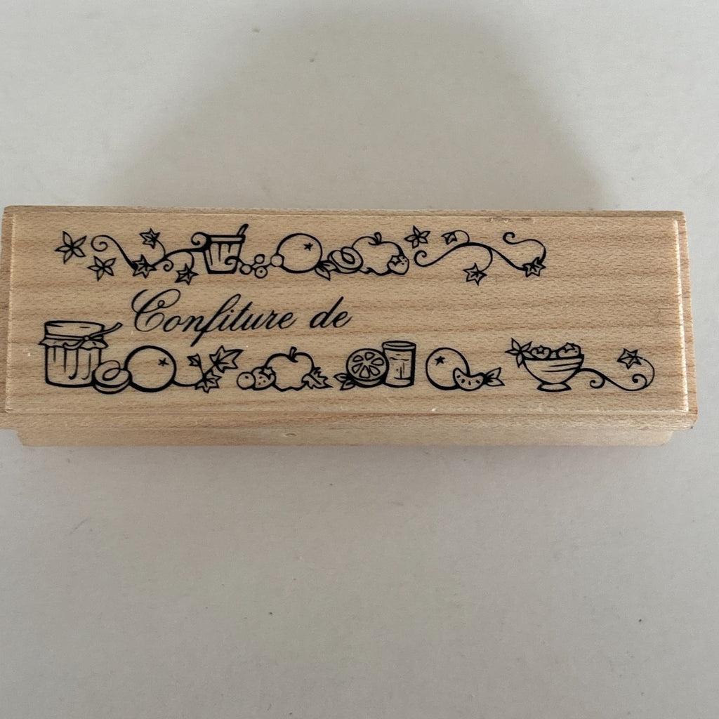 Aladine Rubber Stamp Confiture de French Jam Jelly Canning Fruit Label Food Preserves Cardmaking