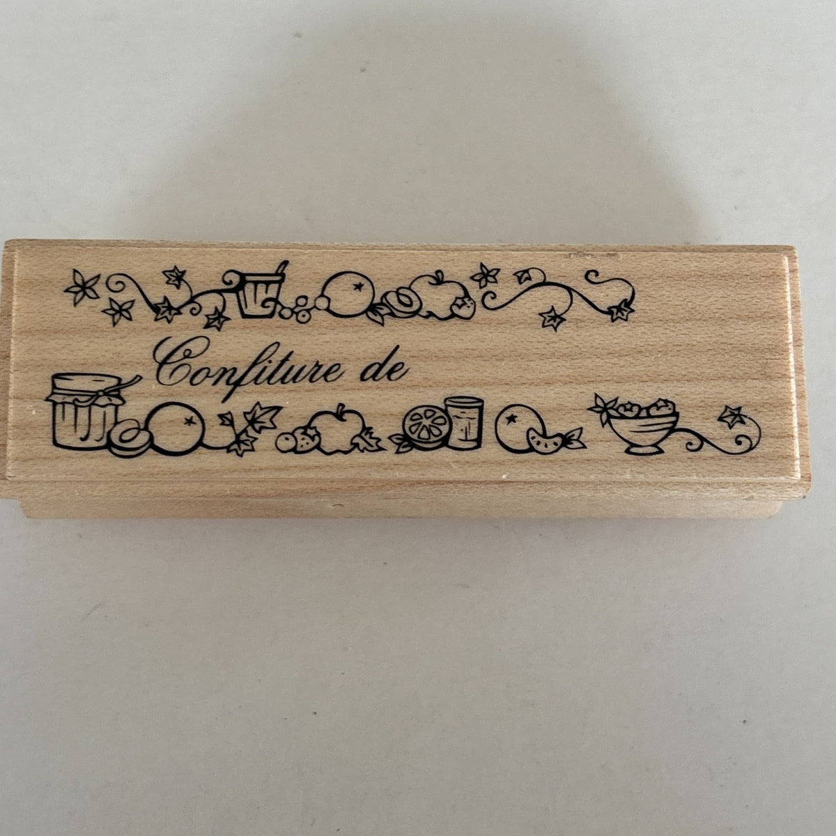 Aladine Rubber Stamp Confiture de French Jam Jelly Canning Fruit Label Food Preserves Cardmaking