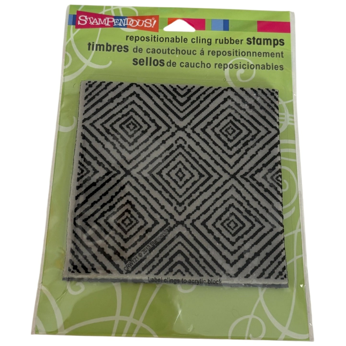 Stampendous Cling Rubber Stamp Square Illusion Geometric Background Cardmaking Paper Crafting Journaling Mixed Media