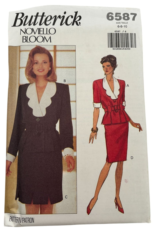 Butterick Sewing Pattern 6587 Top Skirt Suit Peplum Jacket Career 90s 6 8 10 UC