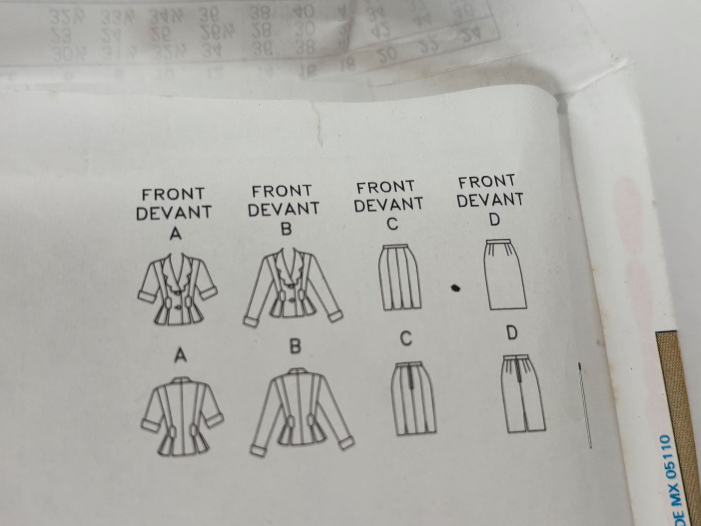 Butterick Sewing Pattern 6587 Top Skirt Suit Peplum Jacket Career 90s 6 8 10 UC