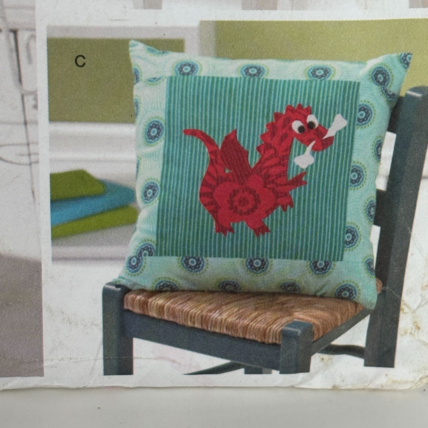 Simplicity Sewing Pattern 1929 Appliqued Pillows Owl Bee Caterpillar Dragon Bird
