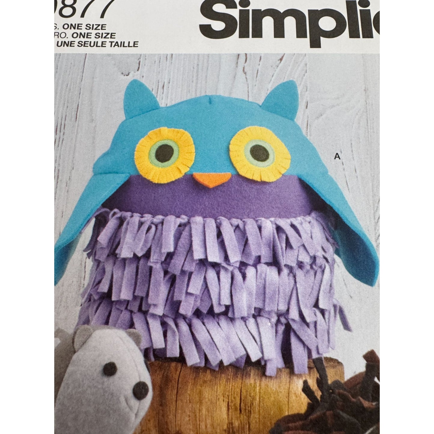 Simplicity Sewing Pattern S9877 Plush Stuffed Animal Owl Hedgehog Squirrel Easy