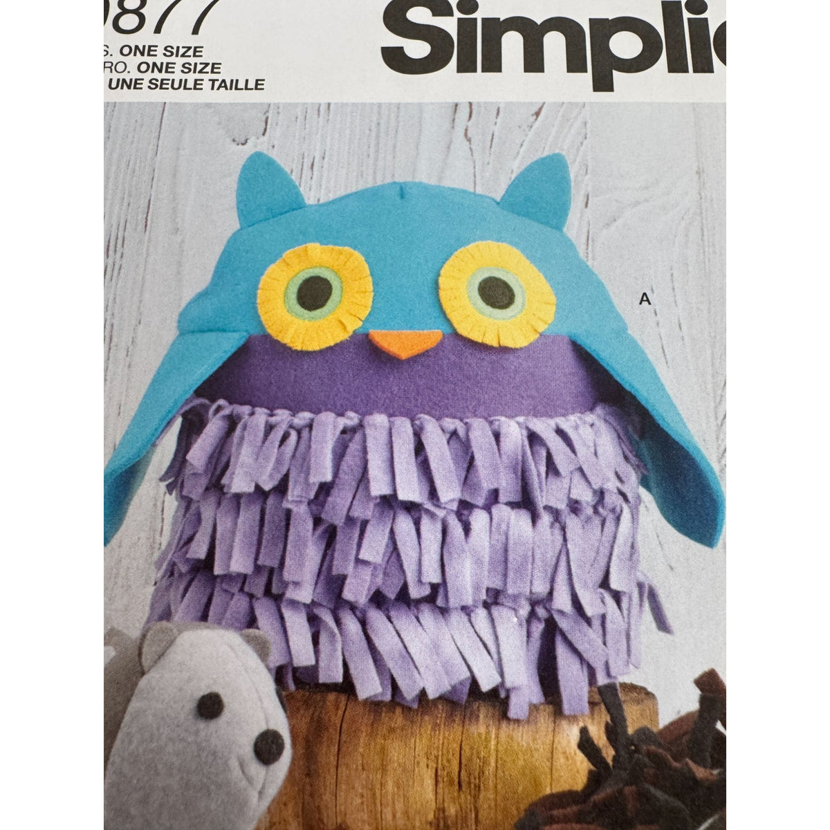 Simplicity Sewing Pattern S9877 Plush Stuffed Animal Owl Hedgehog Squirrel Easy