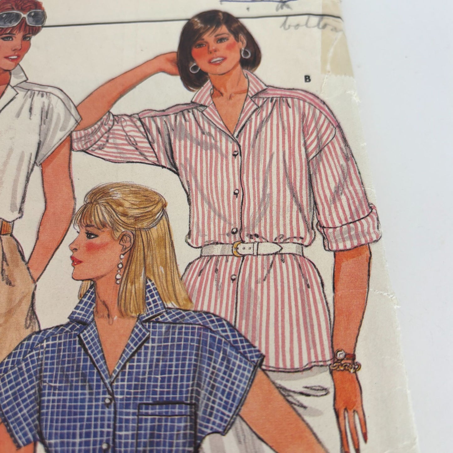 Butterick Sewing Pattern 6542 Blouse Button Down Shirt Vintage CUT to size 16