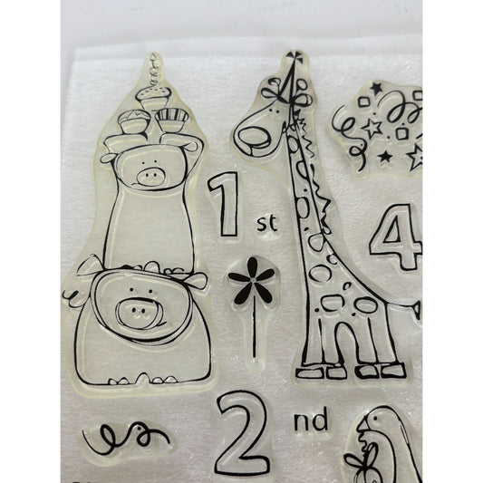 CTMH My Acrylix Acrylic Stamp Set Nursery Bash Happy Birthday Baby Animals Pigs