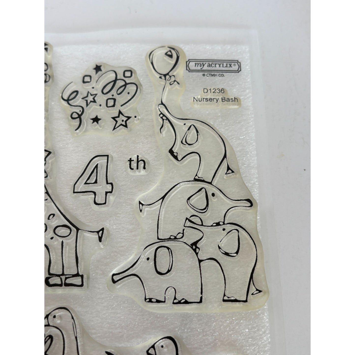 CTMH My Acrylix Acrylic Stamp Set Nursery Bash Happy Birthday Baby Animals Pigs