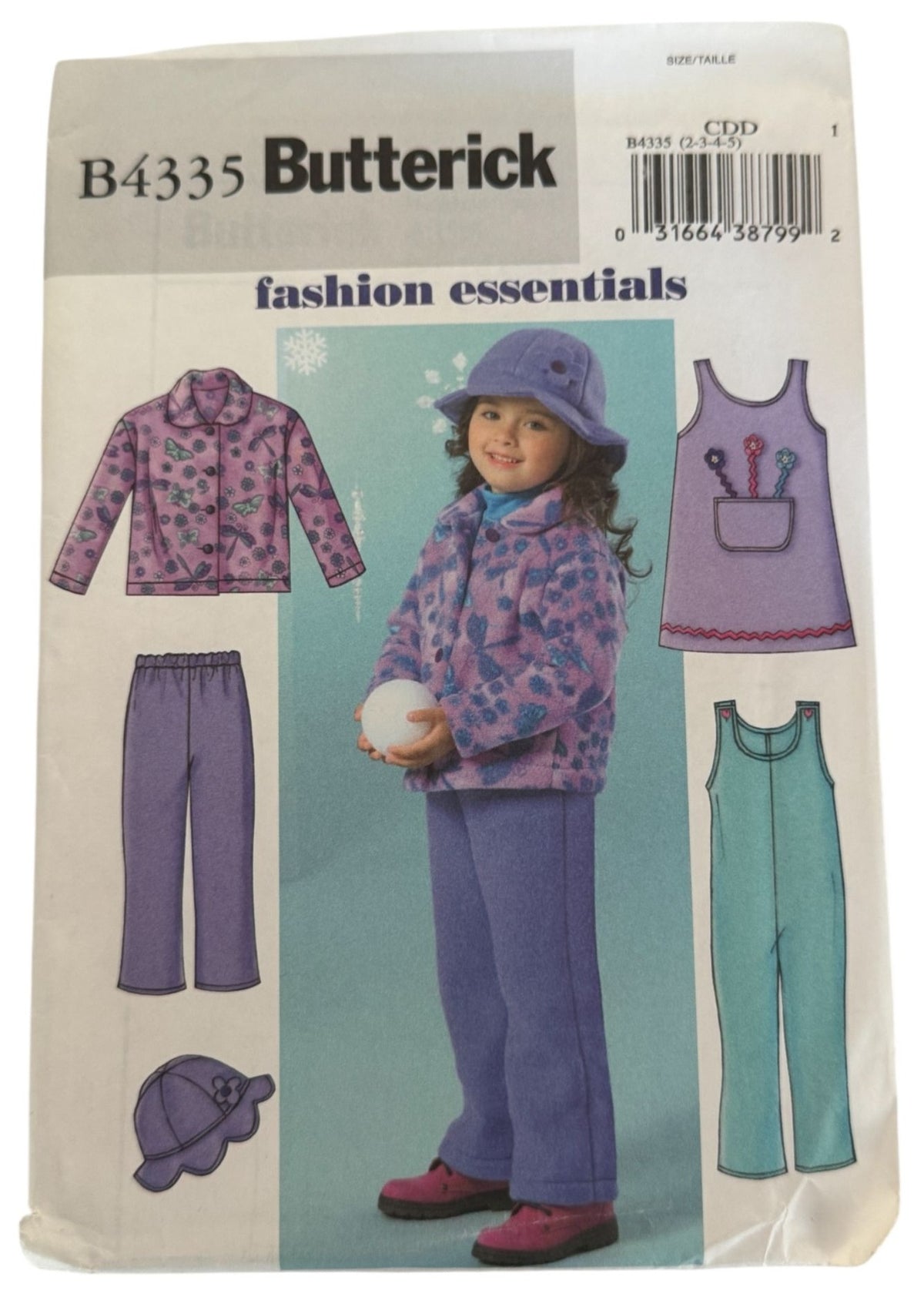 Butterick Sewing Pattern B4335 Winter Jacket Jumper Pants Toddler Girls 2 3 4 5