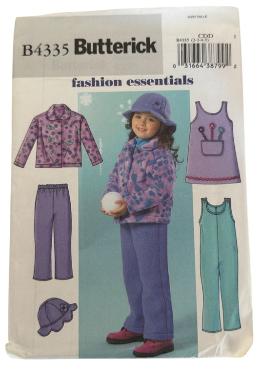 Butterick Sewing Pattern B4335 Winter Jacket Jumper Pants Toddler Girls 2 3 4 5