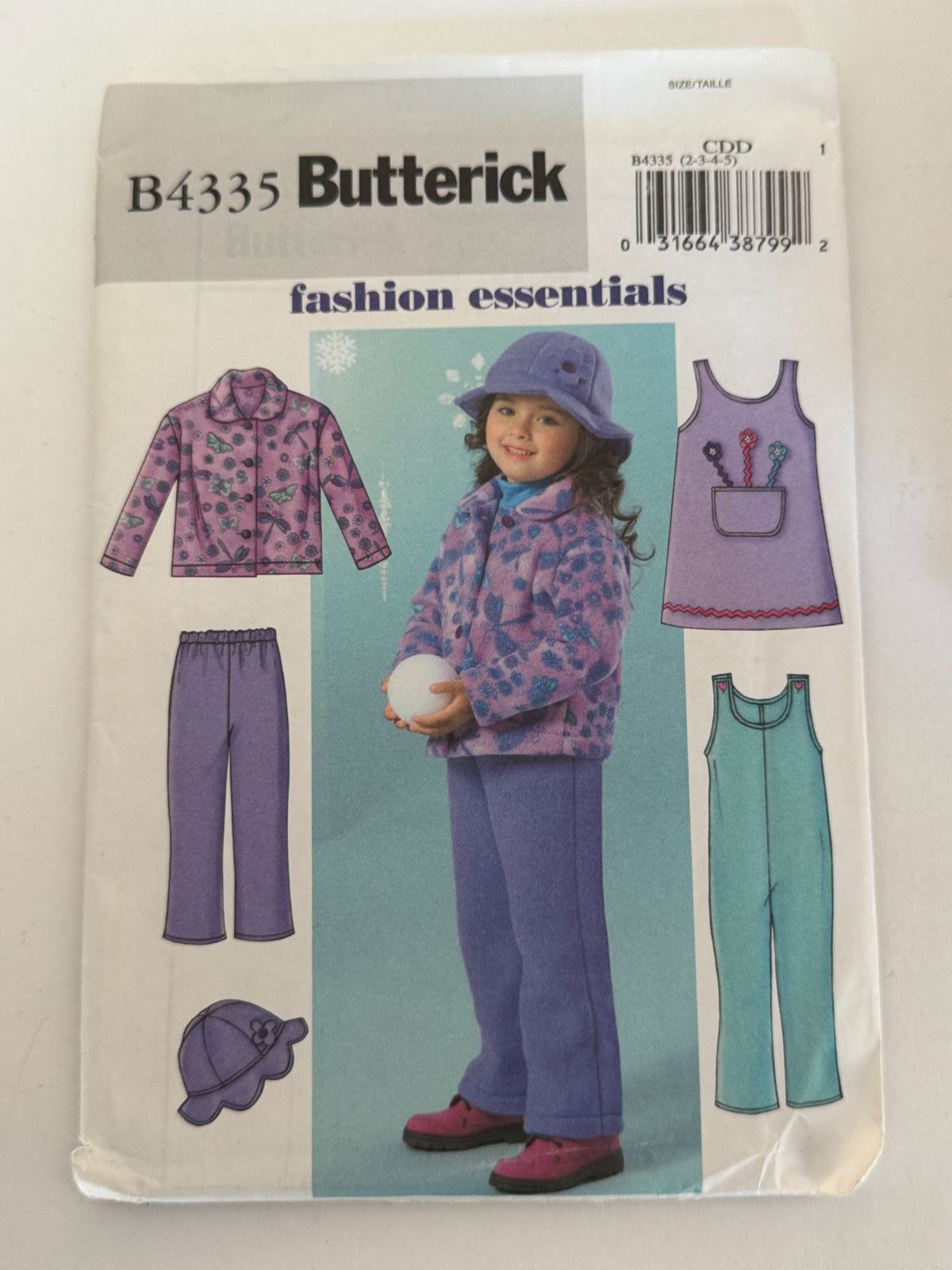 Butterick Sewing Pattern B4335 Winter Jacket Jumper Pants Toddler Girls 2 3 4 5