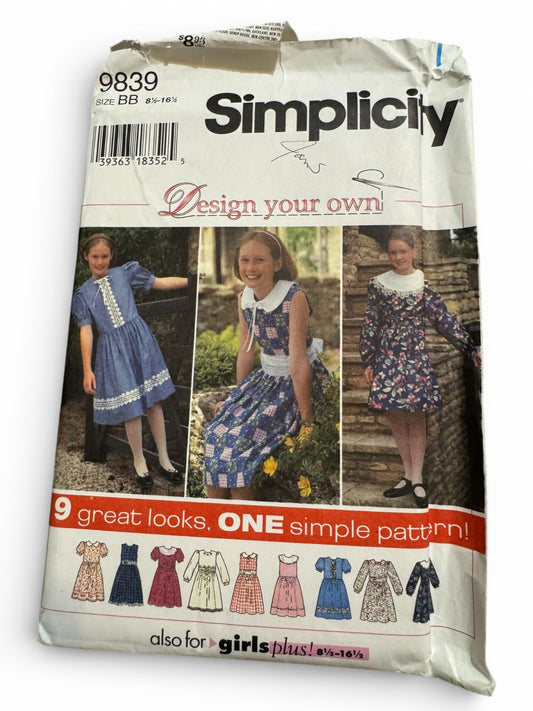 Simplicity Sewing Pattern 9839 Dress 9 Looks Girls Plus Size 8.5 - 16.5 Uncut