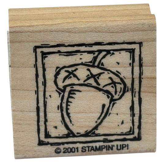 Stampin Up Rubber Stamp Acorn Square Crafting Tool Card Making Fall Season Wood
