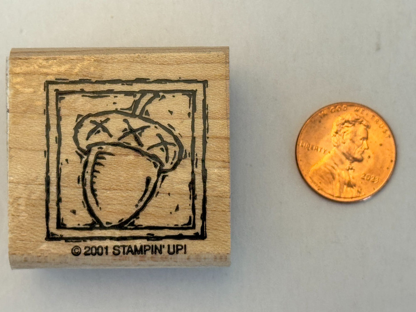 Stampin Up Rubber Stamp Acorn Square Crafting Tool Card Making Fall Season Wood