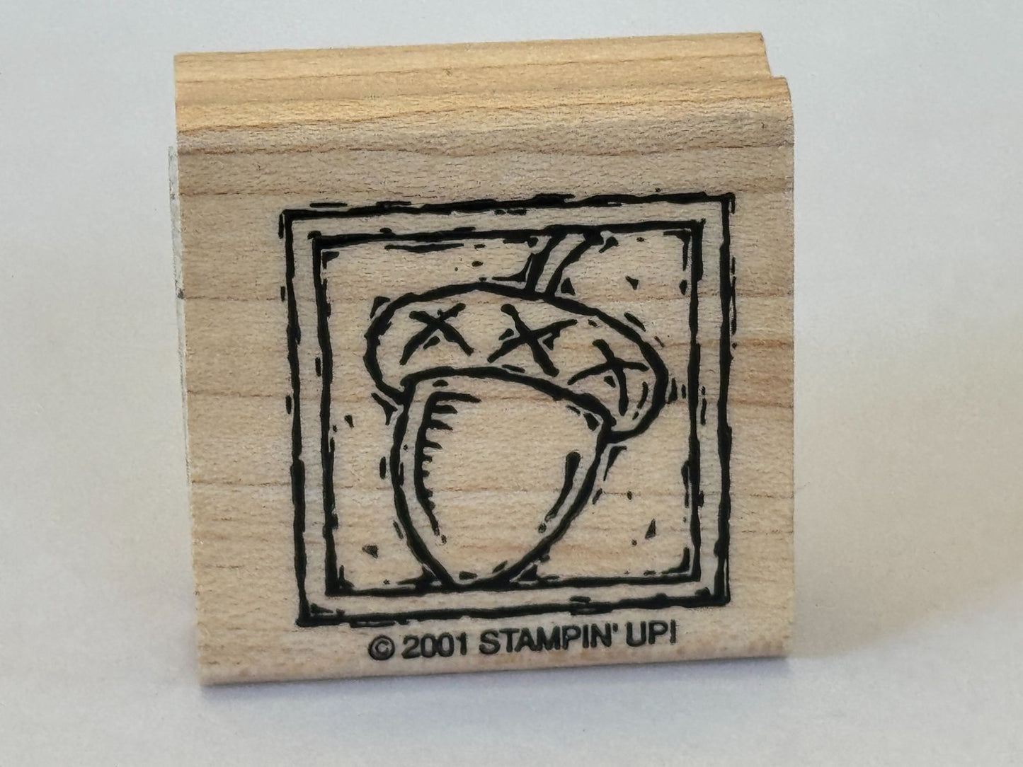 Stampin Up Rubber Stamp Acorn Square Crafting Tool Card Making Fall Season Wood