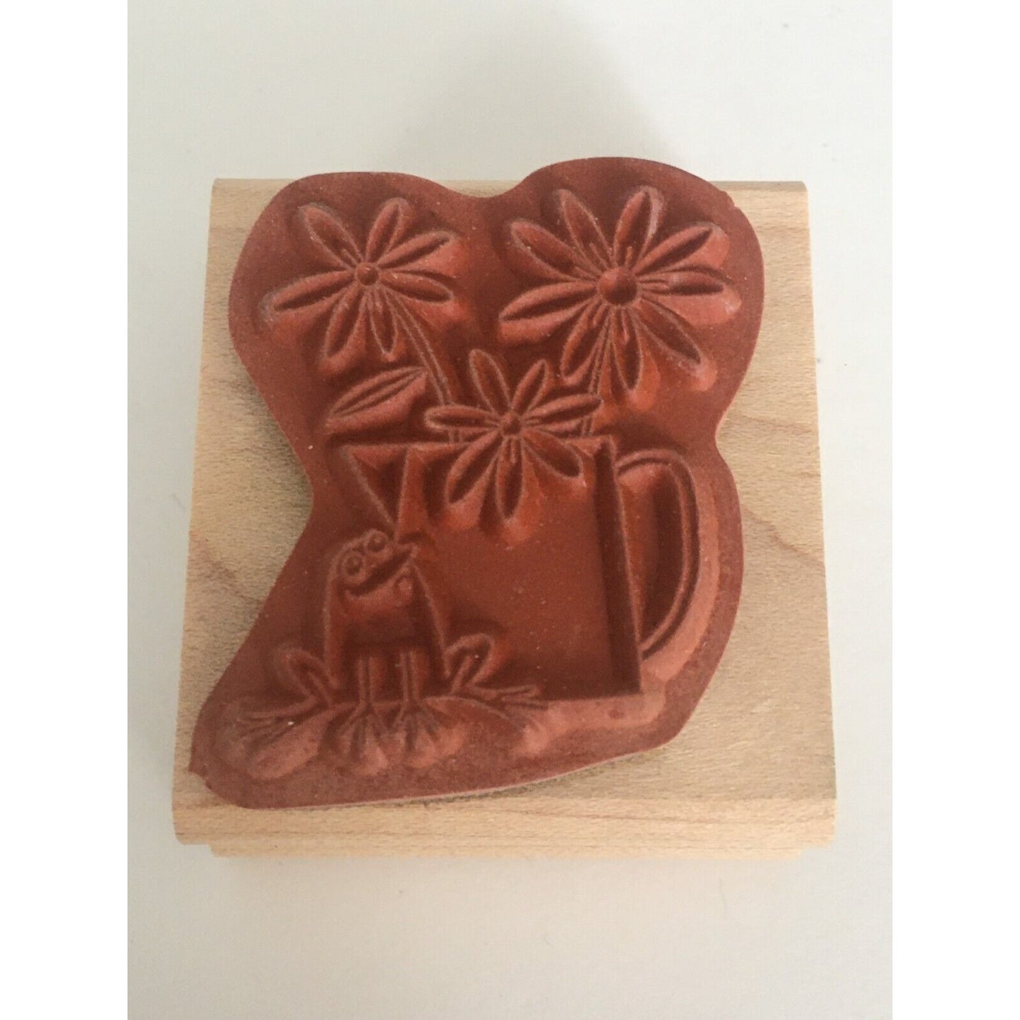 Stampin Up Rubber Stamp Daisies Potted Plant Frog Garden Nature Spring Crafts