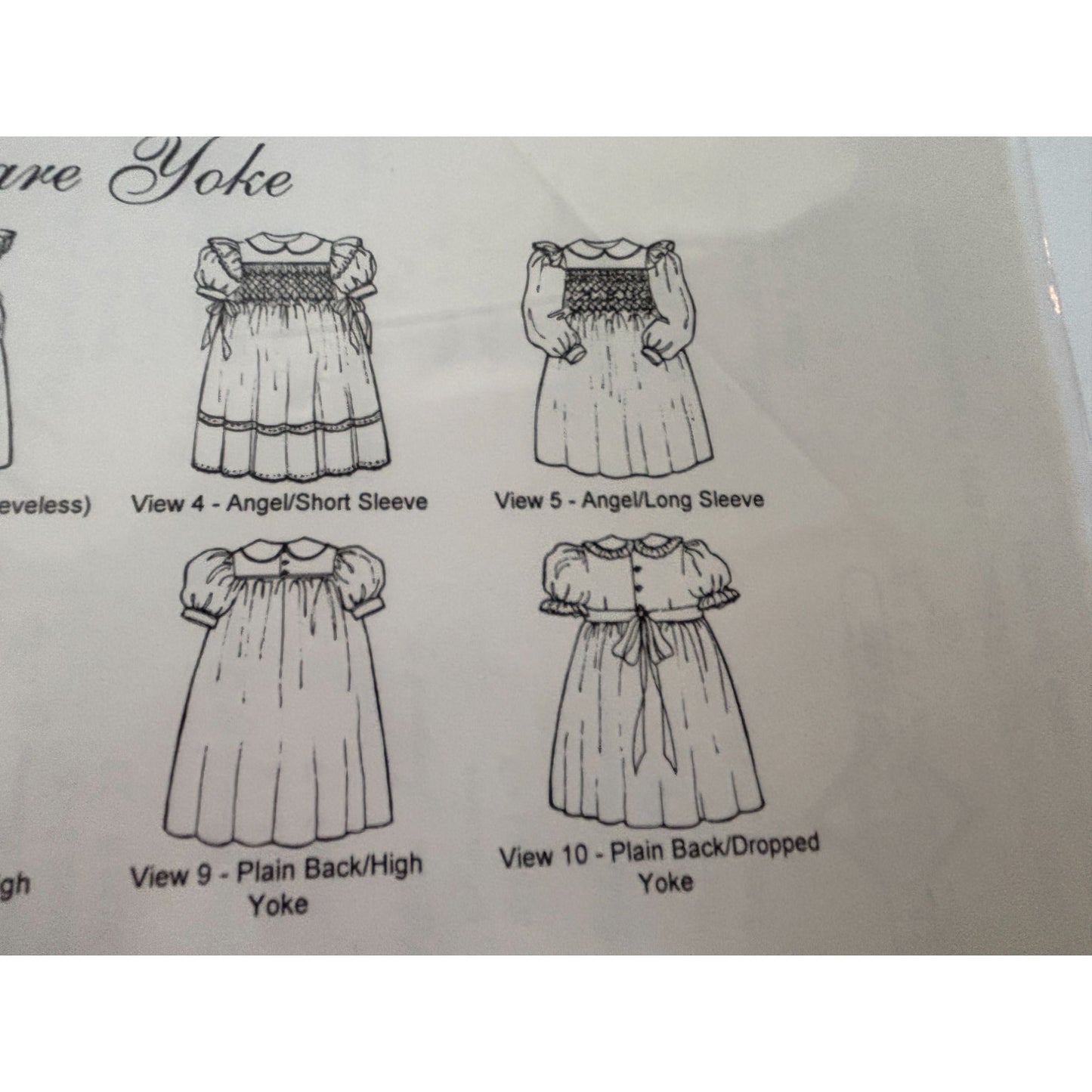 Chery Williams Heirloom Sewing Pattern Basic Square Yoke Dress Angel Sleeve 6-12