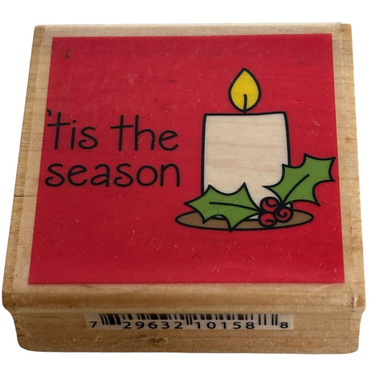 Studio G Rubber Stamp Tis the Season Candle Holly Christmas Card Making Holidays