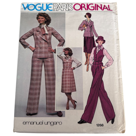 Vogue Paris Original Sewing Pattern 1268 Designer Power Suit Blazer Vintage 1970s 10 Uncut