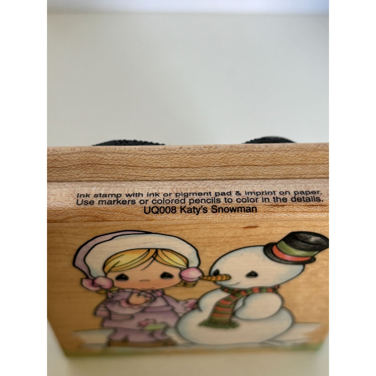 Precious Moments Rubber Stamp Katys Snowman Girl Christmas Winter Stampendous Card Making Wood Mounted