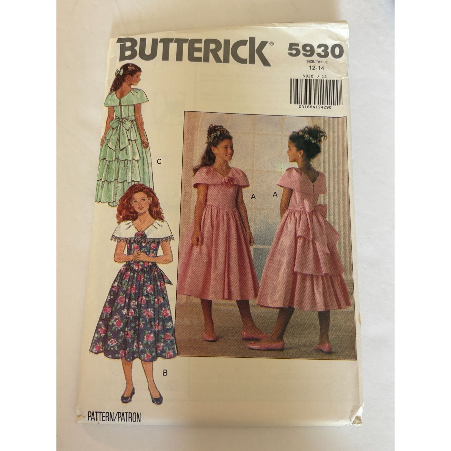 Butterick Sewing Pattern 5930 Dress Easter Spring Party Flower Girl 12 14 Uncut