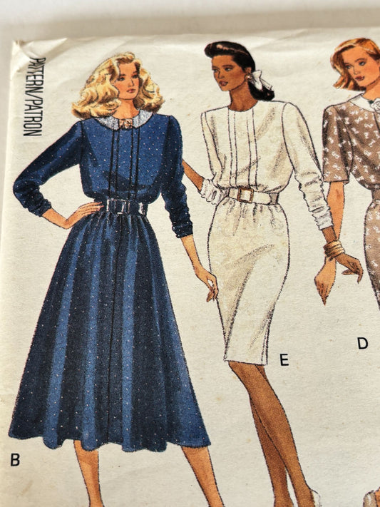 Butterick Sewing Pattern 6691 Midi Dress 80s Vintage Beginner Size 6 8 10 Uncut Day