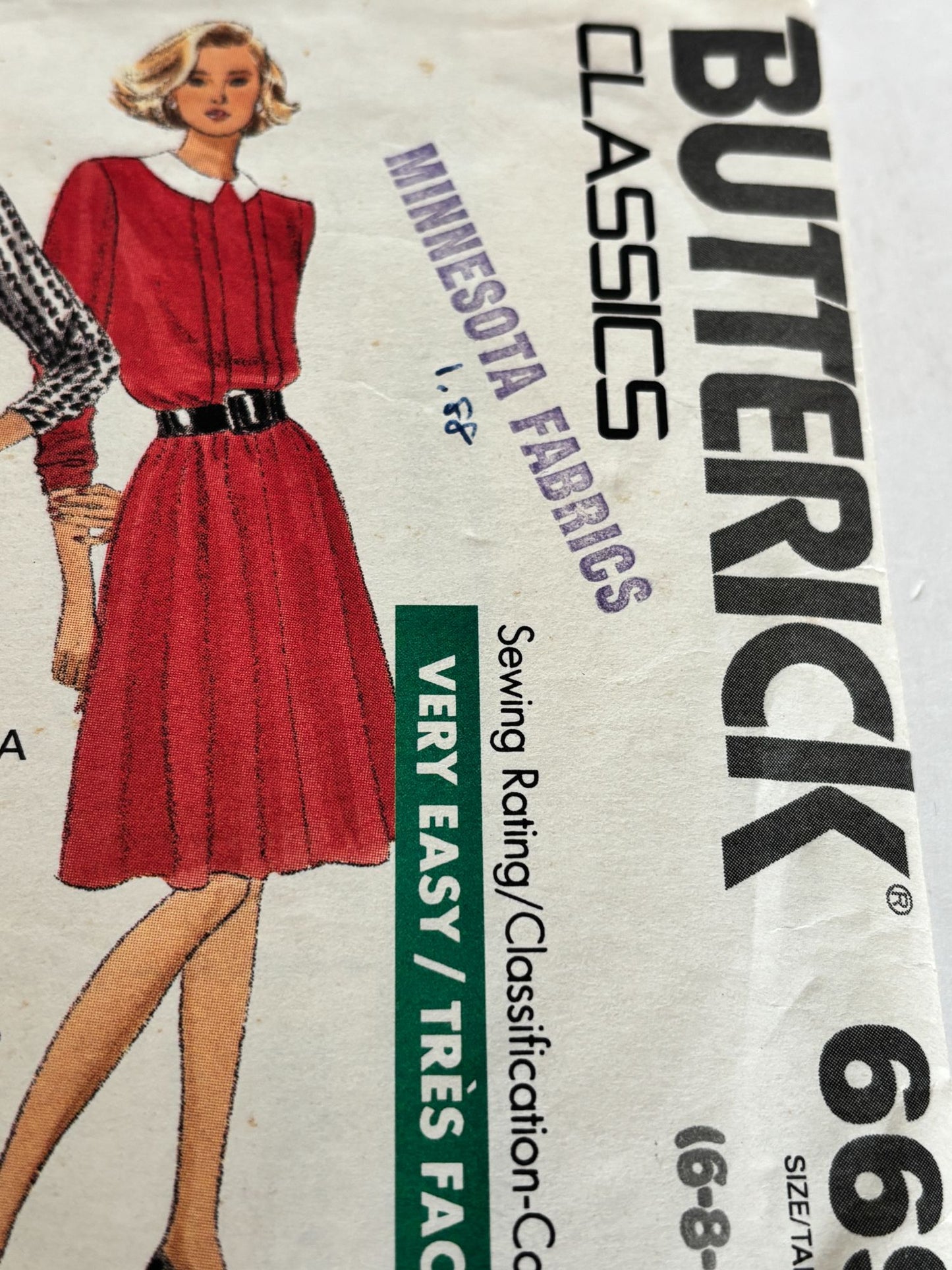 Butterick Sewing Pattern 6691 Midi Dress 80s Vintage Beginner Size 6 8 10 Uncut Day
