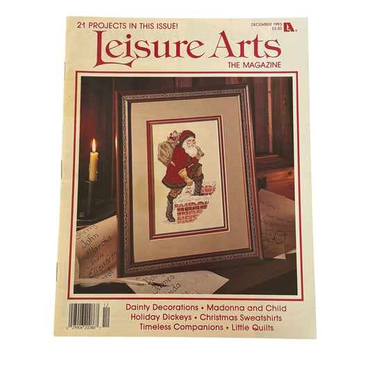 Leisure Arts Magazine Cross Stitch Madonna Child Christmas Santa December 1993