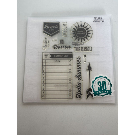CTMH My Acrylix Acrylic Stamp Set Hello Summer No Worries Beach Bum Words C1595
